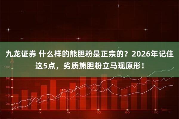 九龙证券 什么样的熊胆粉是正宗的？2026年记住这5点，劣质熊胆粉立马现原形！