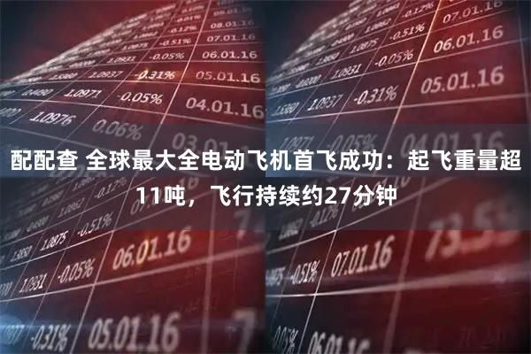 配配查 全球最大全电动飞机首飞成功：起飞重量超11吨，飞行持续约27分钟